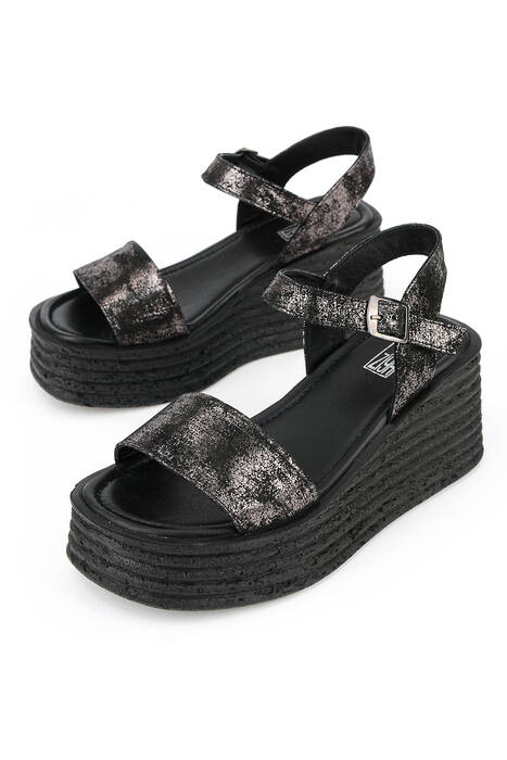 Hakiki Deri Kadın Sandalet Siyah