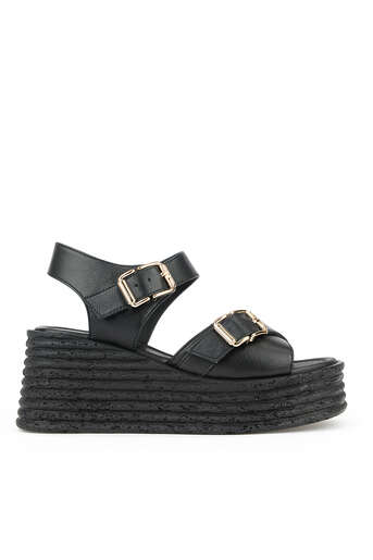 Ziya - Hakiki Deri Kadın Sandalet Siyah