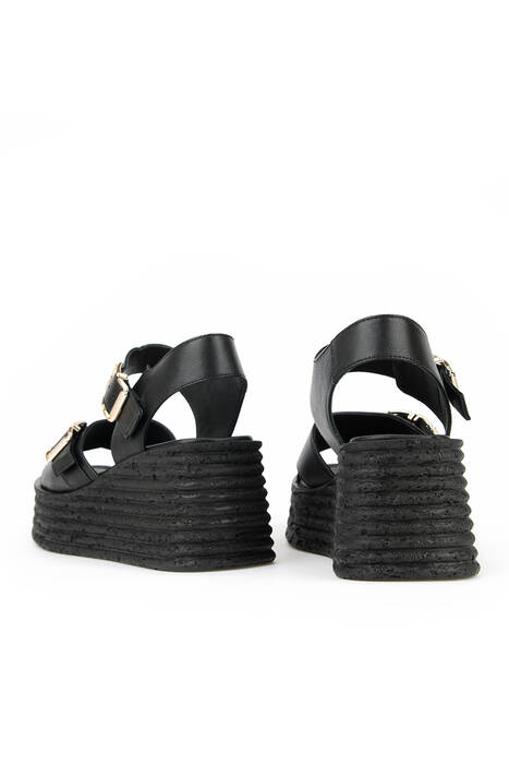 Hakiki Deri Kadın Sandalet Siyah