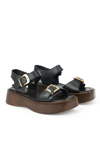 Ziya - Hakiki Deri Kadın Sandalet Siyah (1)