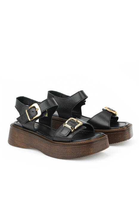 Hakiki Deri Kadın Sandalet Siyah
