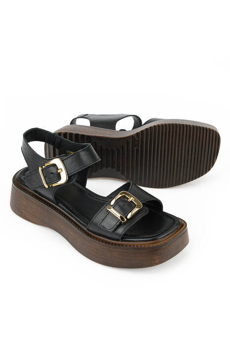 Hakiki Deri Kadın Sandalet Siyah
