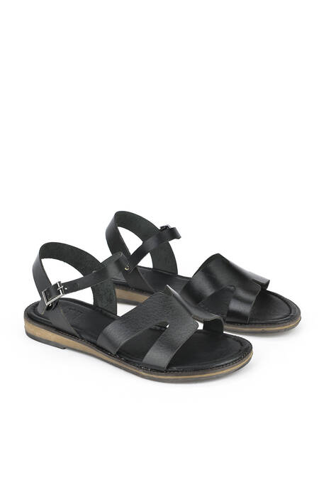 Hakiki Deri Kadın Sandalet Siyah