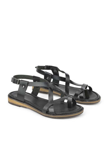 Ziya - Hakiki Deri Kadın Sandalet Siyah (1)