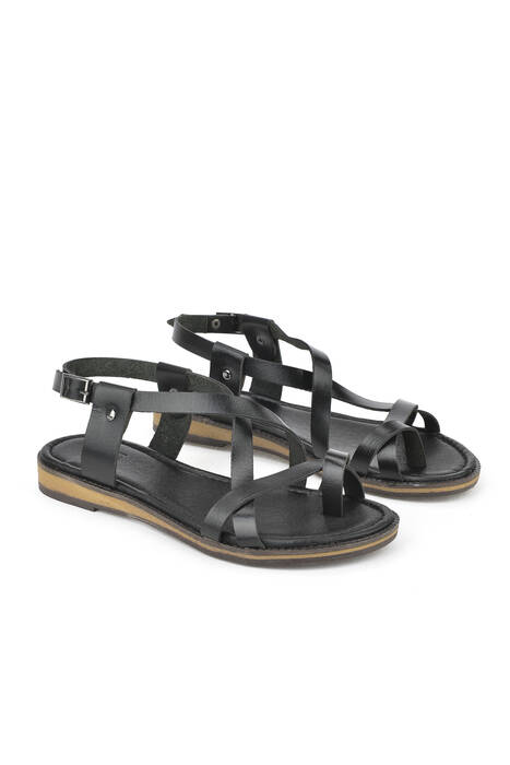 Hakiki Deri Kadın Sandalet Siyah