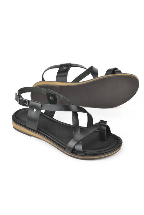 Hakiki Deri Kadın Sandalet Siyah