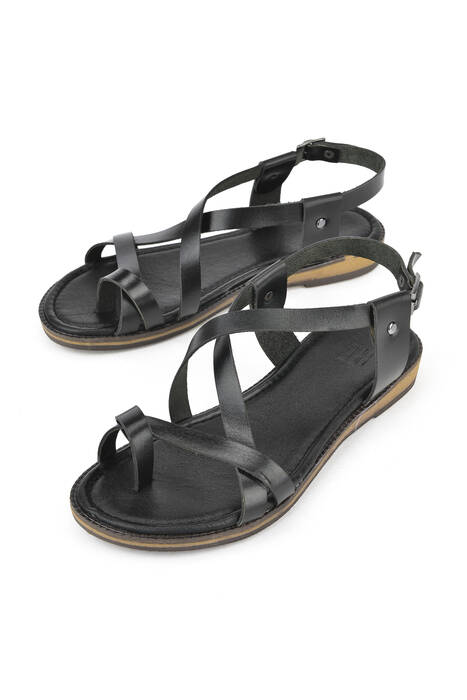 Hakiki Deri Kadın Sandalet Siyah