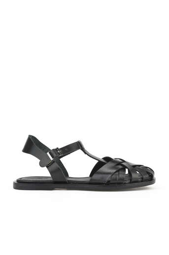 Ziya - Hakiki Deri Kadın Sandalet Siyah