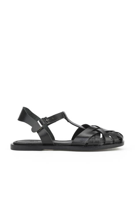 Hakiki Deri Kadın Sandalet Siyah