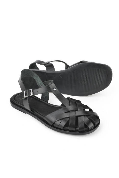 Hakiki Deri Kadın Sandalet Siyah