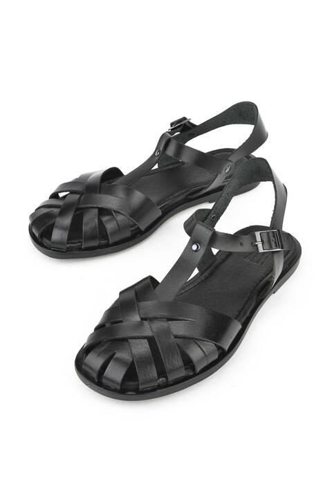 Hakiki Deri Kadın Sandalet Siyah