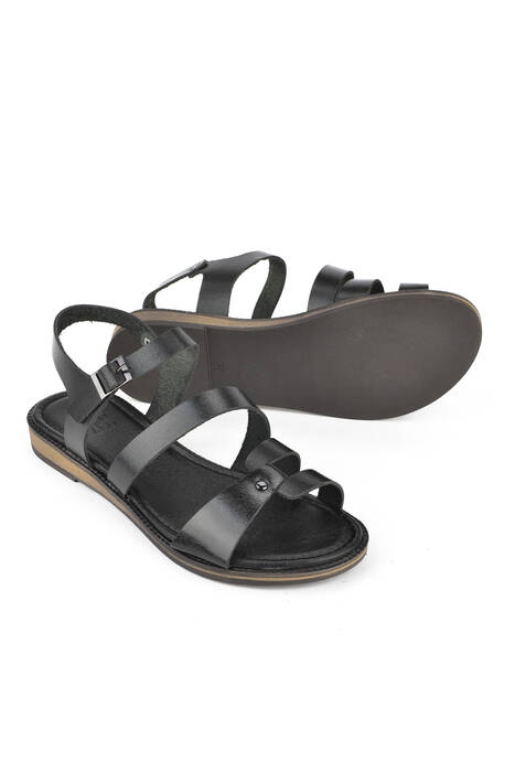 Hakiki Deri Kadın Sandalet Siyah