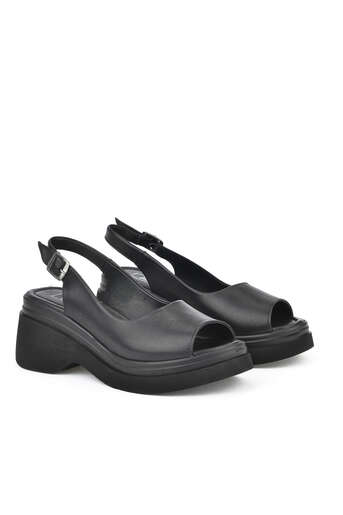 Ziya - Black Genuine Leather Women's Sandals (1) Ziya - Black Genuine Leather Women's Sandals (1)