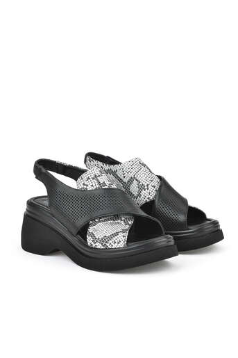 Ziya - Black Genuine Leather Women's Sandals (1) Ziya - Black Genuine Leather Women's Sandals (1)
