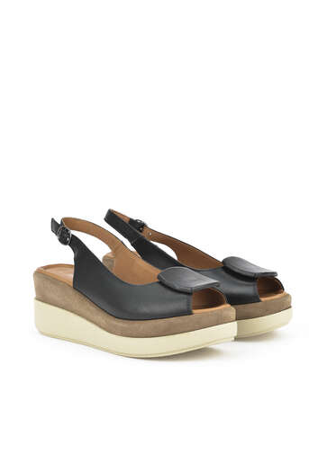 Ziya - Hakiki Deri Kadın Sandalet Siyah (1)