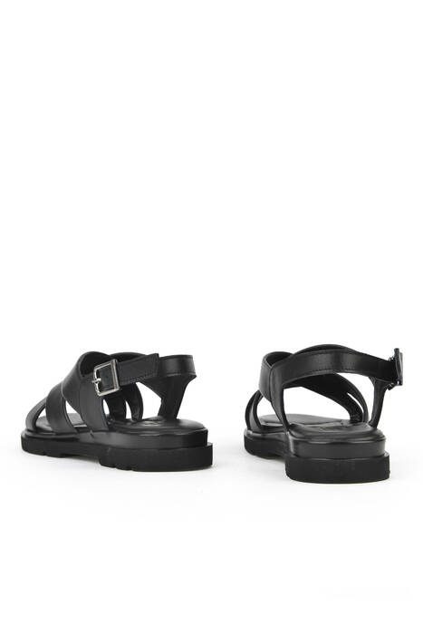Black Genuine Leather Women's Sandals Black Genuine Leather Women's Sandals