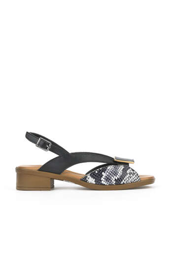 Ziya - Hakiki Deri Kadın Sandalet Siyah