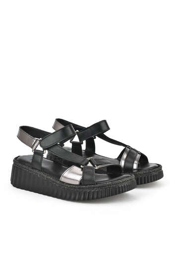 Ziya - Hakiki Deri Kadın Sandalet Siyah (1)