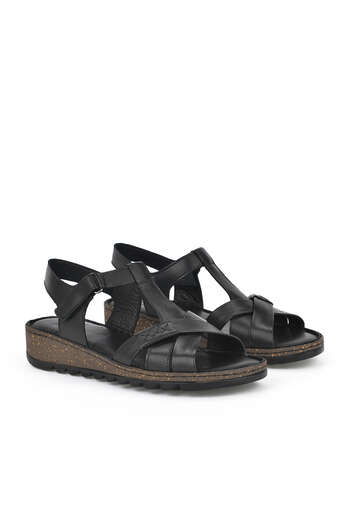 Ziya - Black Genuine Leather Women's Sandals (1) Ziya - Black Genuine Leather Women's Sandals (1)