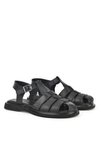 Ziya - Black Genuine Leather Women's Sandals (1) Ziya - Black Genuine Leather Women's Sandals (1)