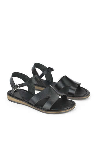 Ziya - Hakiki Deri Kadın Sandalet Siyah (1)