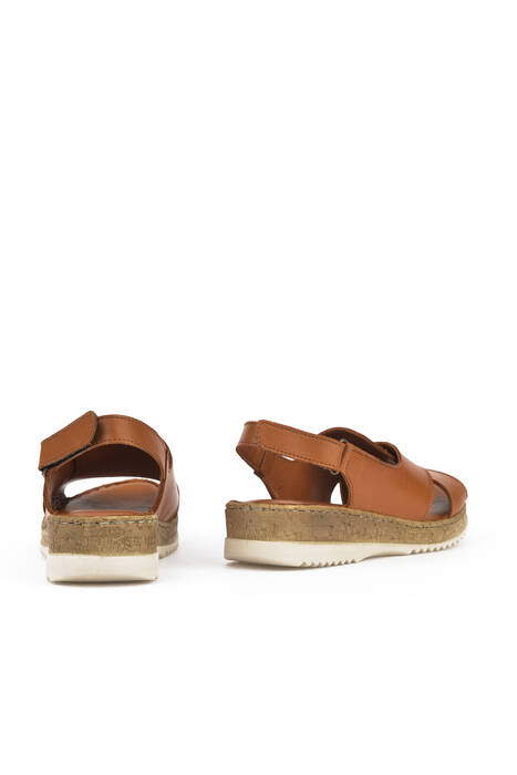 Hakiki Deri Kadın Sandalet Taba