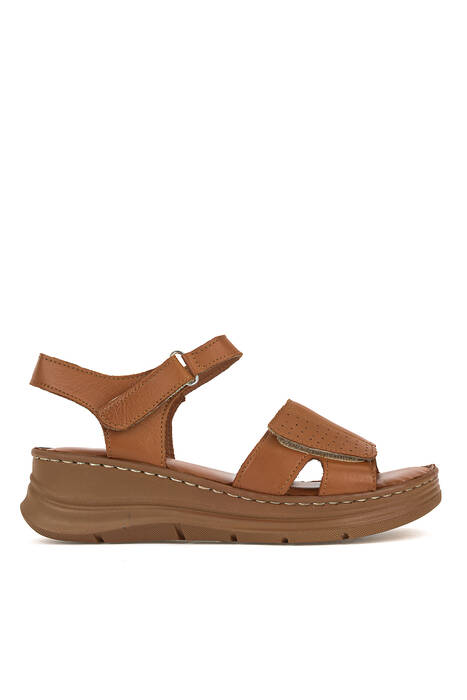 Hakiki Deri Kadın Sandalet Taba