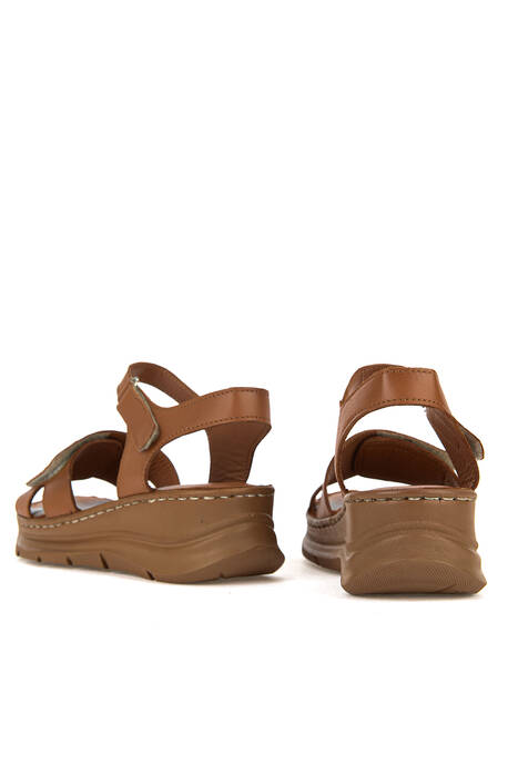 Hakiki Deri Kadın Sandalet Taba