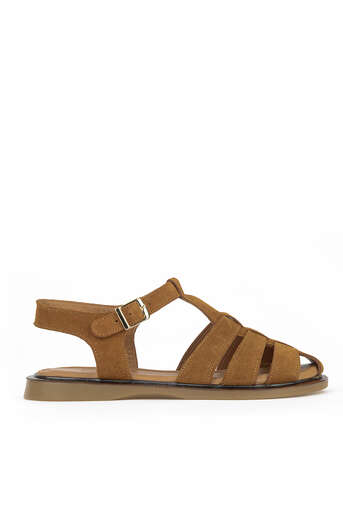 Ziya - Hakiki Deri Kadın Sandalet Taba