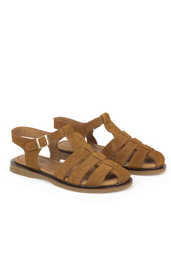 Ziya - Hakiki Deri Kadın Sandalet Taba (1)