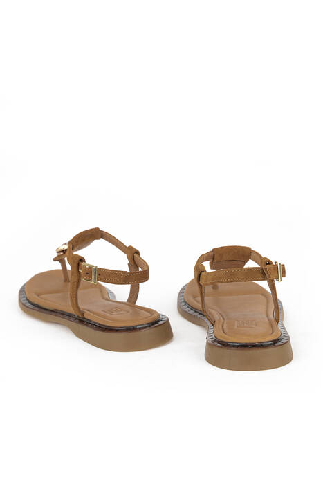 Hakiki Deri Kadın Sandalet Taba