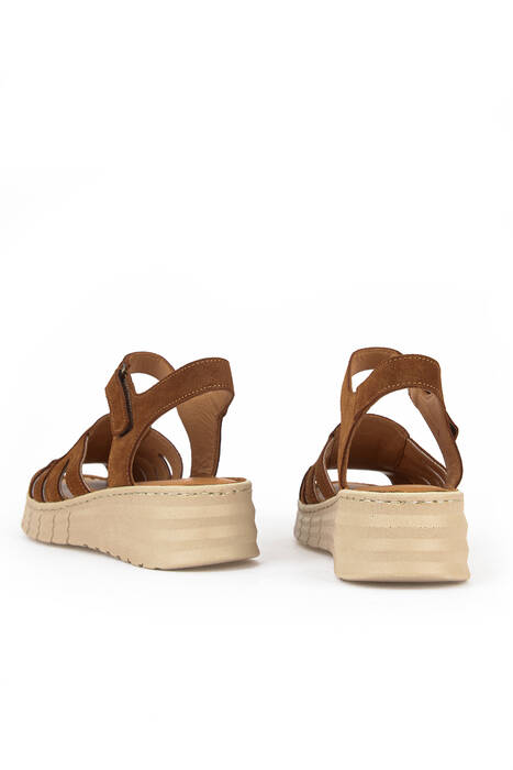 Hakiki Deri Kadın Sandalet Taba