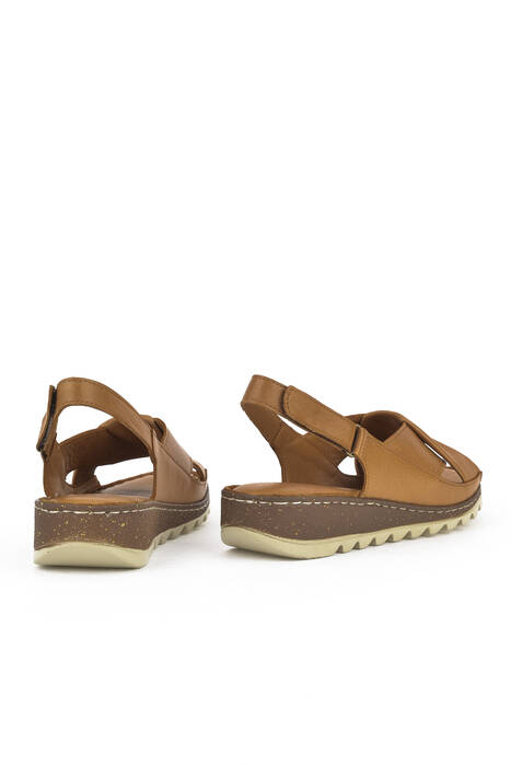 Hakiki Deri Kadın Sandalet Taba