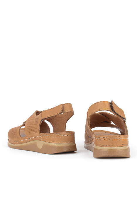 Hakiki Deri Kadın Sandalet Taba