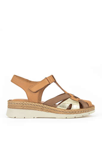 Ziya - Hakiki Deri Kadın Sandalet Taba