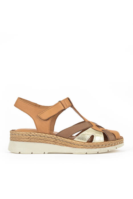 Hakiki Deri Kadın Sandalet Taba