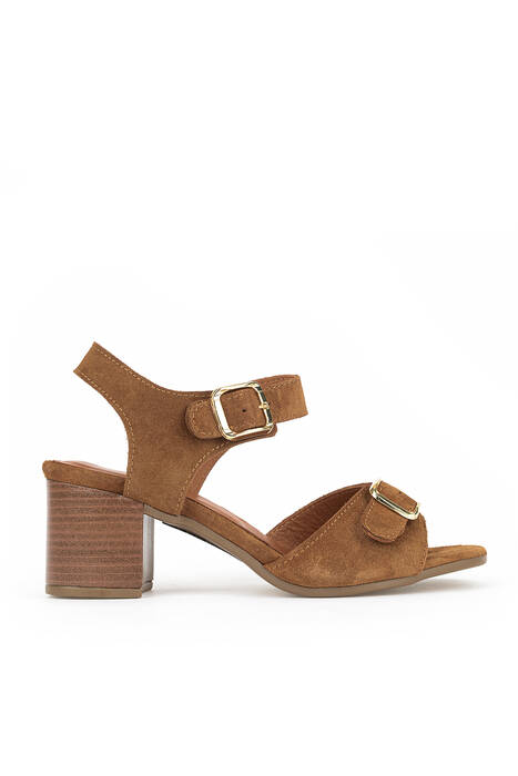Hakiki Deri Kadın Sandalet Taba