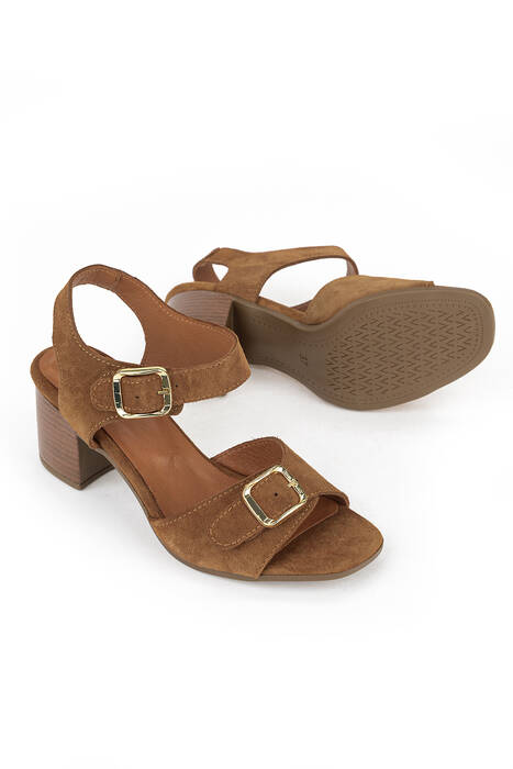 Hakiki Deri Kadın Sandalet Taba