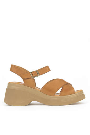 Ziya - Hakiki Deri Kadın Sandalet Taba