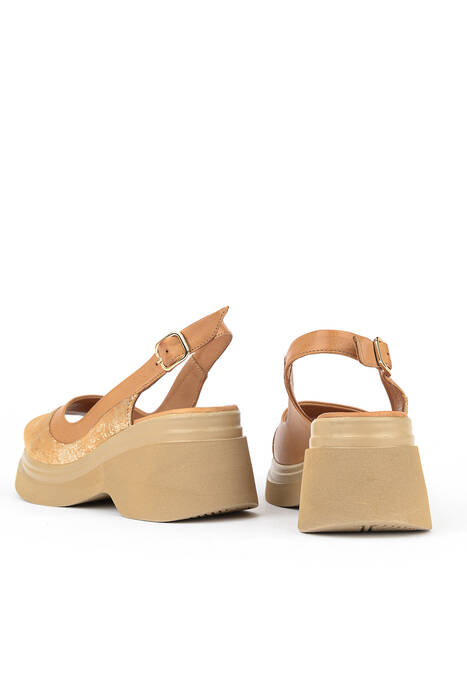 Hakiki Deri Kadın Sandalet Taba