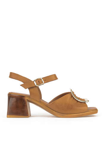 Ziya - Hakiki Deri Kadın Sandalet Taba