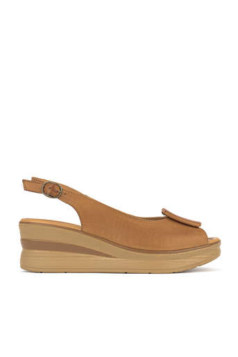 Ziya - Hakiki Deri Kadın Sandalet Taba