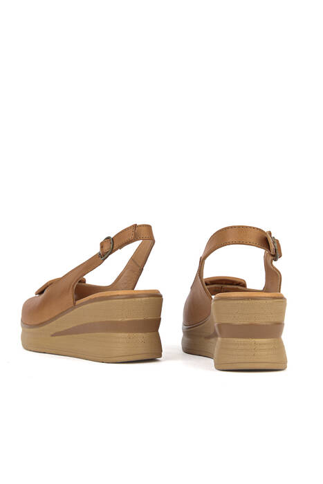 Hakiki Deri Kadın Sandalet Taba