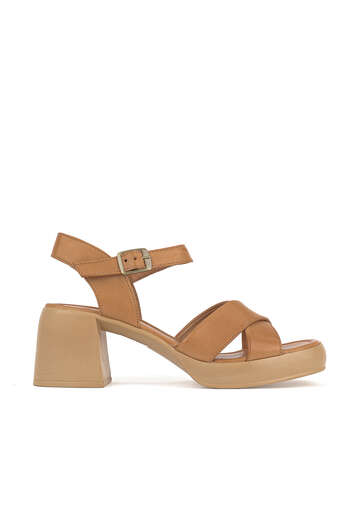 Ziya - Hakiki Deri Kadın Sandalet Taba