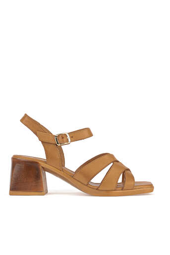 Ziya - Hakiki Deri Kadın Sandalet Taba