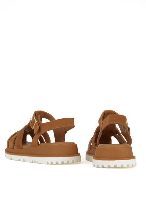 Hakiki Deri Kadın Sandalet Taba