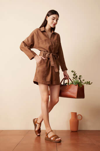 Ziya - Hakiki Deri Kadın Sandalet Taba (1)