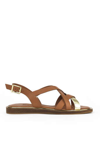 Ziya - Hakiki Deri Kadın Sandalet Taba