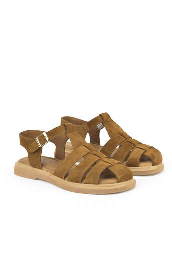 Ziya - Tan Genuine Leather Women's Sandals (1) Ziya - Tan Genuine Leather Women's Sandals (1)