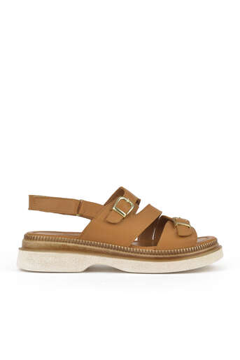 Ziya - Hakiki Deri Kadın Sandalet Taba